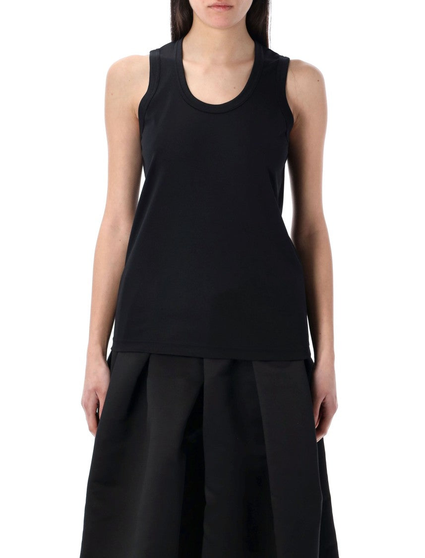 Comme Des Garçons U-Neck Black Tank Top With Logo Detailing
