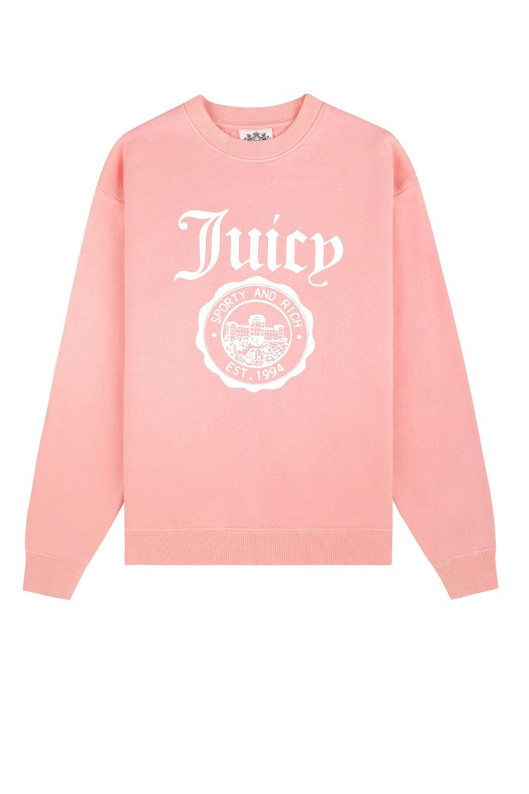 S&R X Juicy Couture Pink Logo Print Crewneck Cotton Sweatshirt