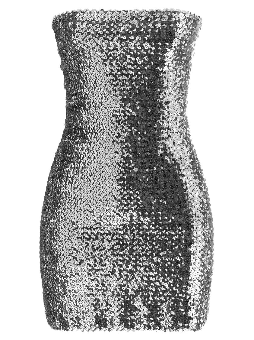 Gucci Off-The-Shoulder Silver Mini Dress With All-Over Sequins