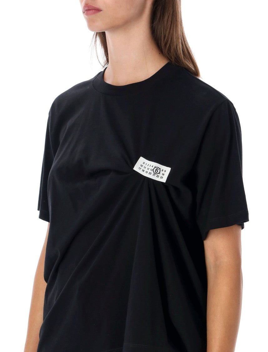 Mm6 By Maison Margiela Asymmetric Draped Cotton Jersey T-Shirt With Numeric Label