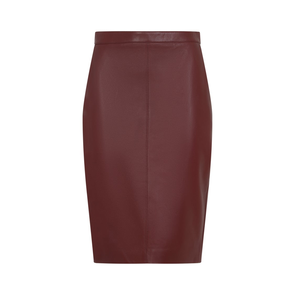Saint Laurent Tomette Red Lamb Leather Midi Skirt