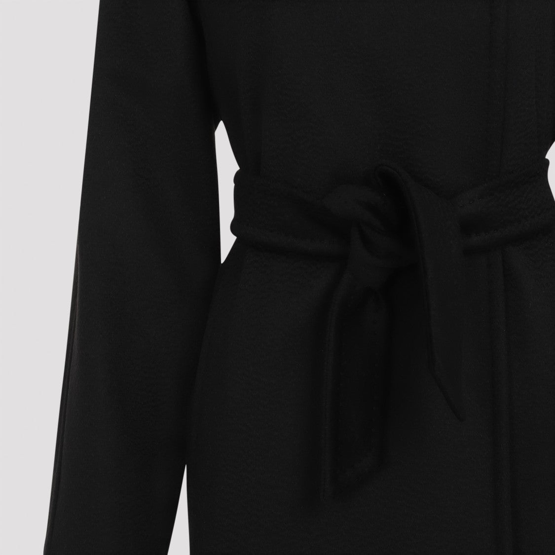 Max Mara Long Black Coat In Calf Hair