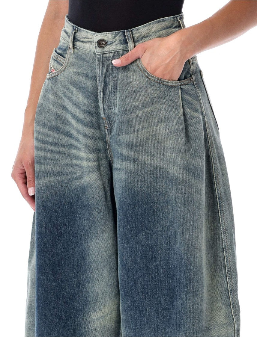 Diesel Wide-Leg Denim Pants With High Waist