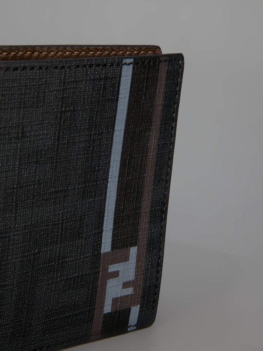 Fendi Ff Jacquard Wallet With Premium Calfskin And Signature Detailing