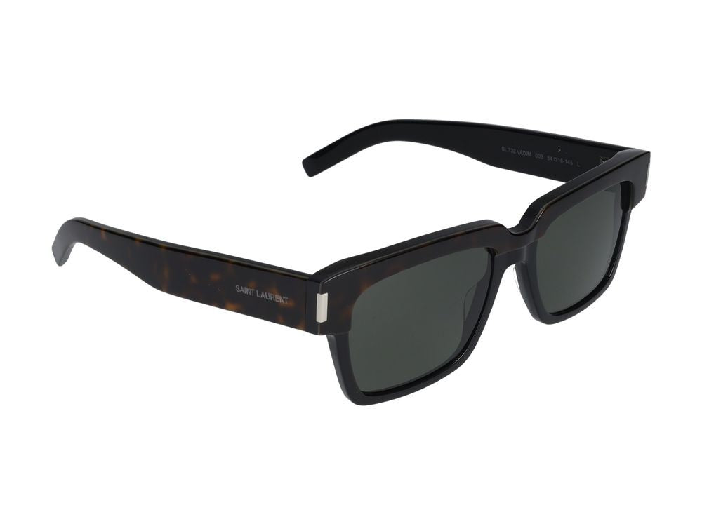 Saint Laurent Havana Square Frame Acetate Sunglasses