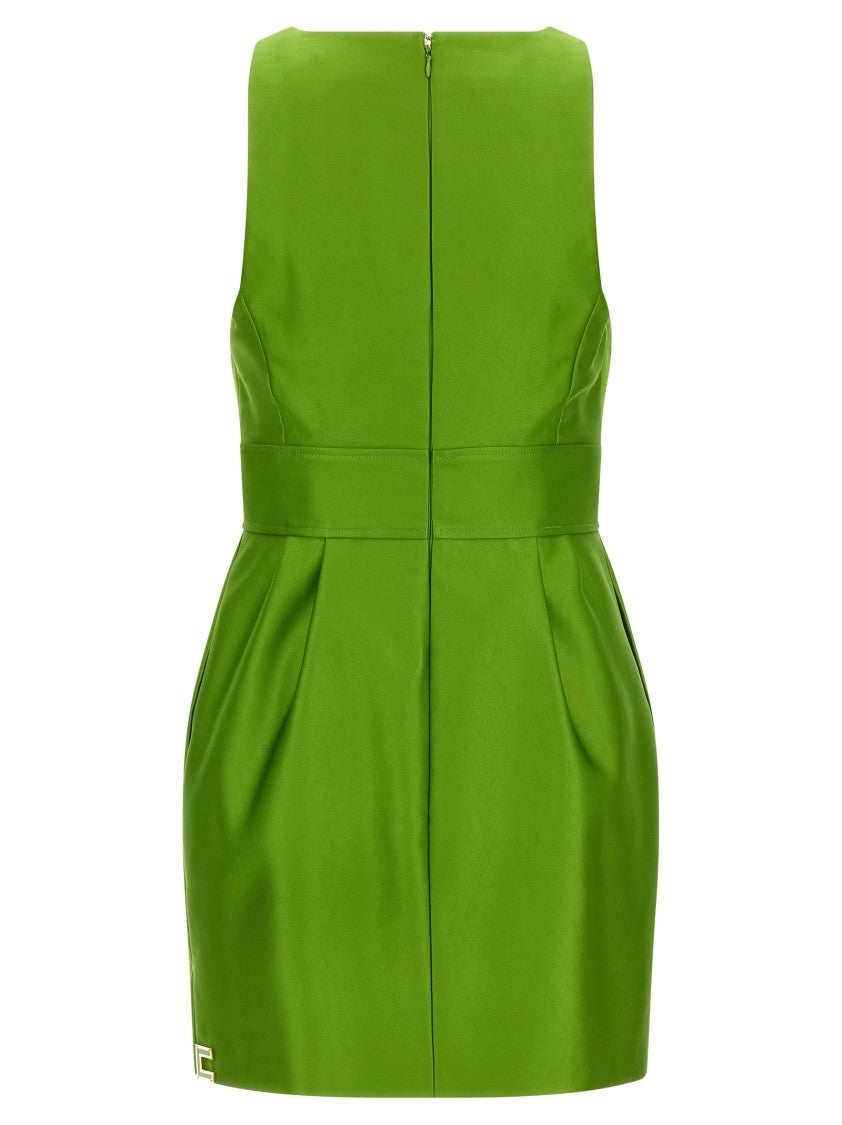 Elisabetta Franchi Duchesse Mini Dress With Draped Shoulder And Hourglass Silhouette