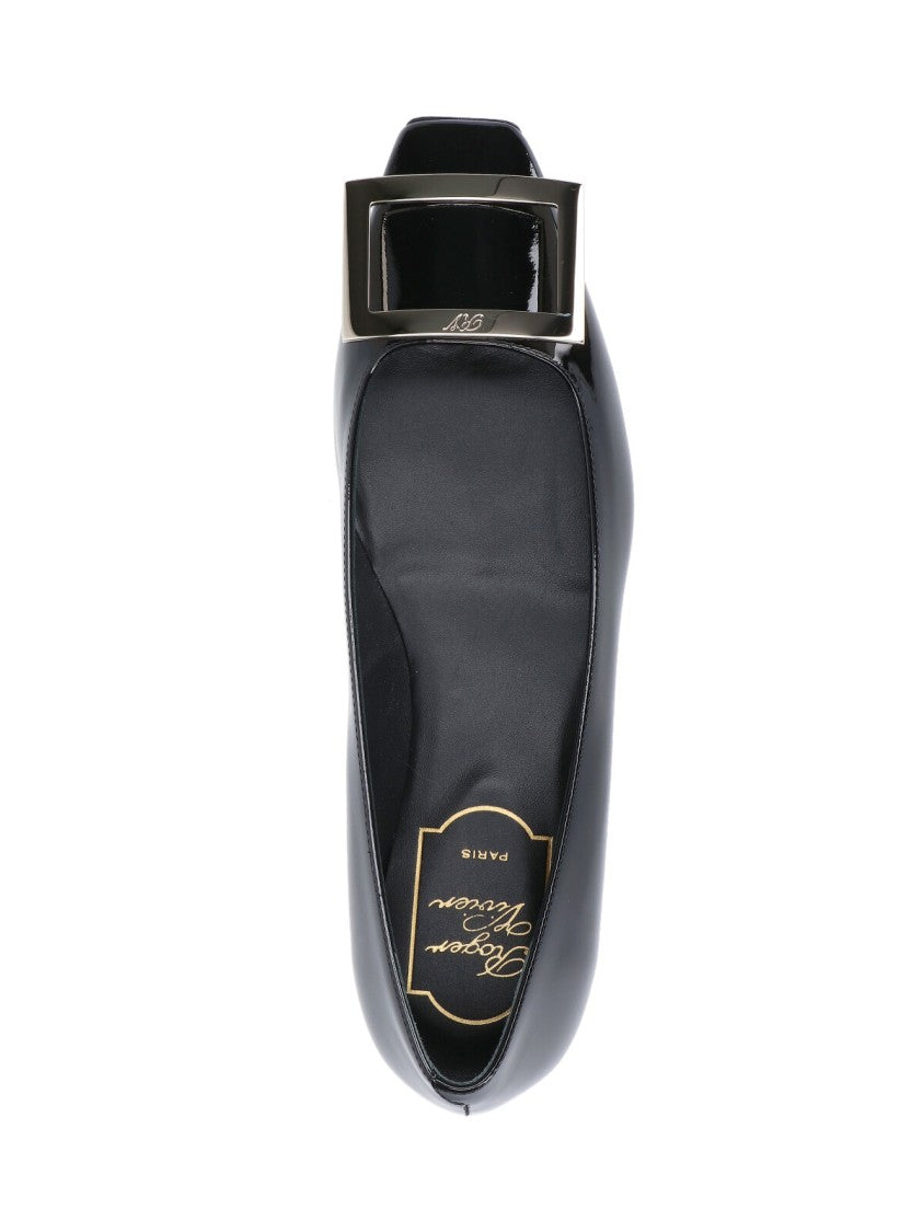 Roger Vivier Black Trompette Patent Calf Leather Flats