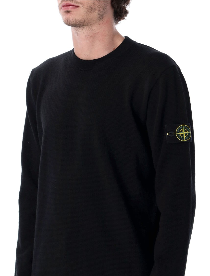 Stone Island Relaxed Fit Black Cotton Knit Jumper