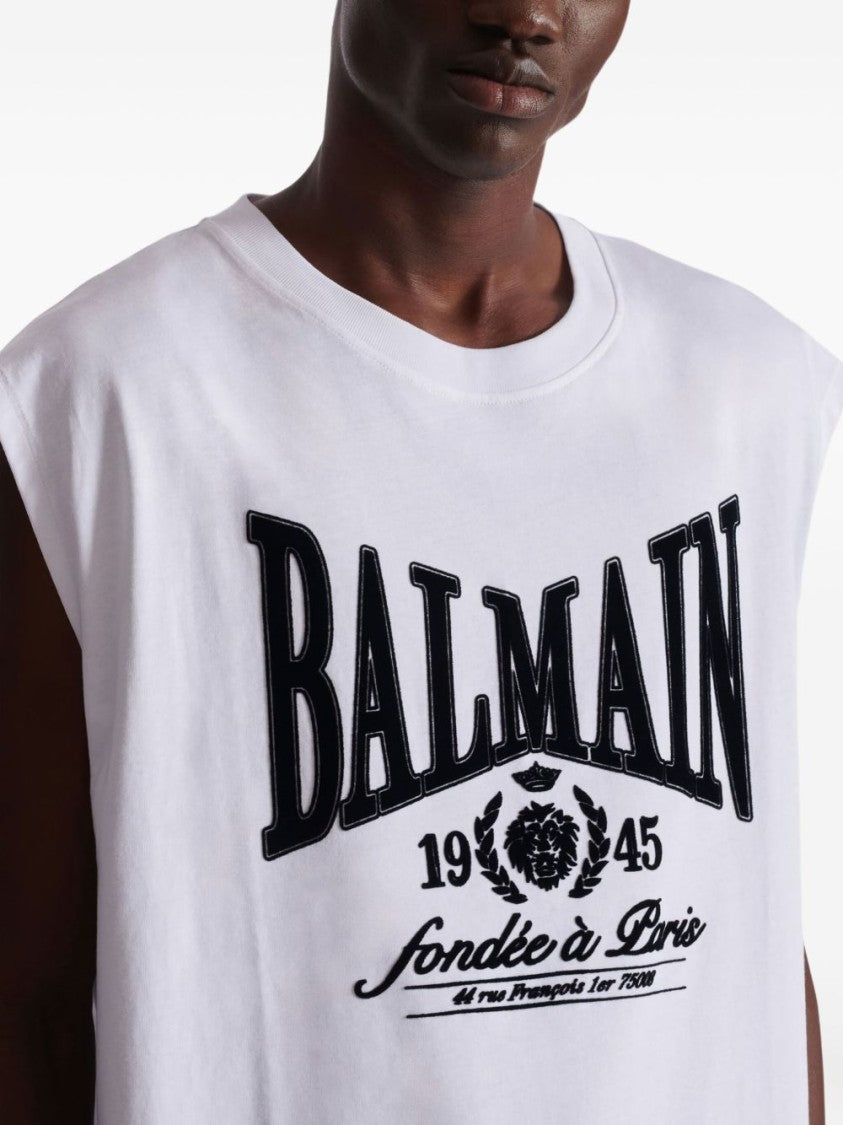 Balmain Sleeveless Silk And Nylon Graphic T-Shirt