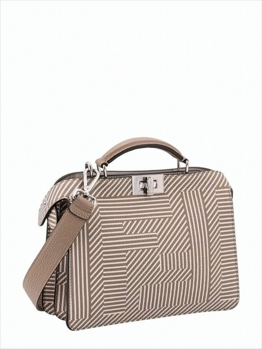 Fendi Structured Geometric Calf Leather Shoulder Bag