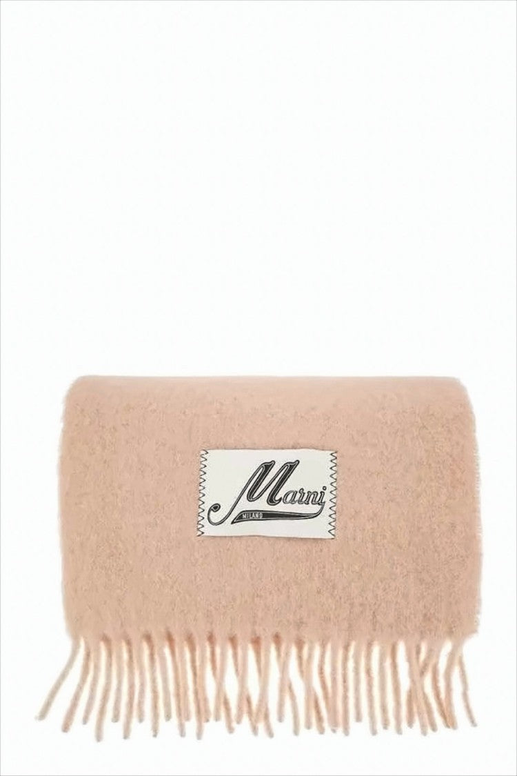 Marni Fringed Blush Pink Alpaca Blend Scarf