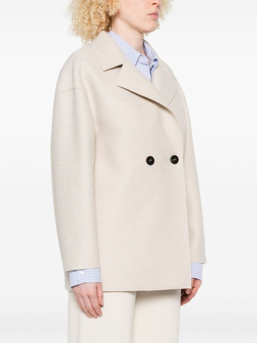 Harris Wharf London Boxy Beige Double-Breasted Coat