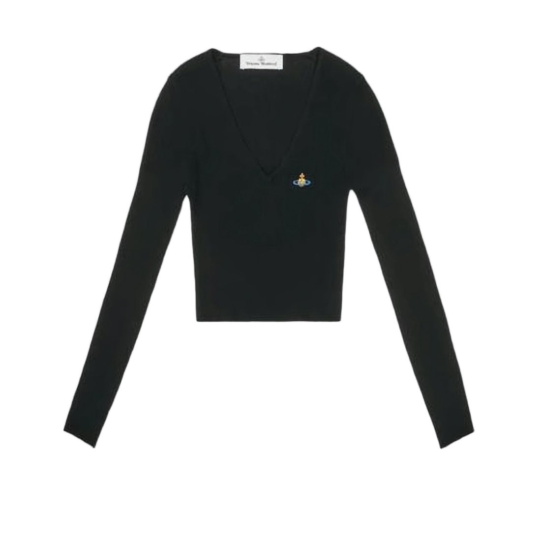 Vivienne Westwood Cropped V-Neck Cardigan With Embroidered Emblem Detail