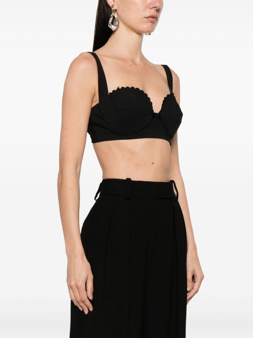 Elisabetta Franchi Black Top With Scalloped Detailing