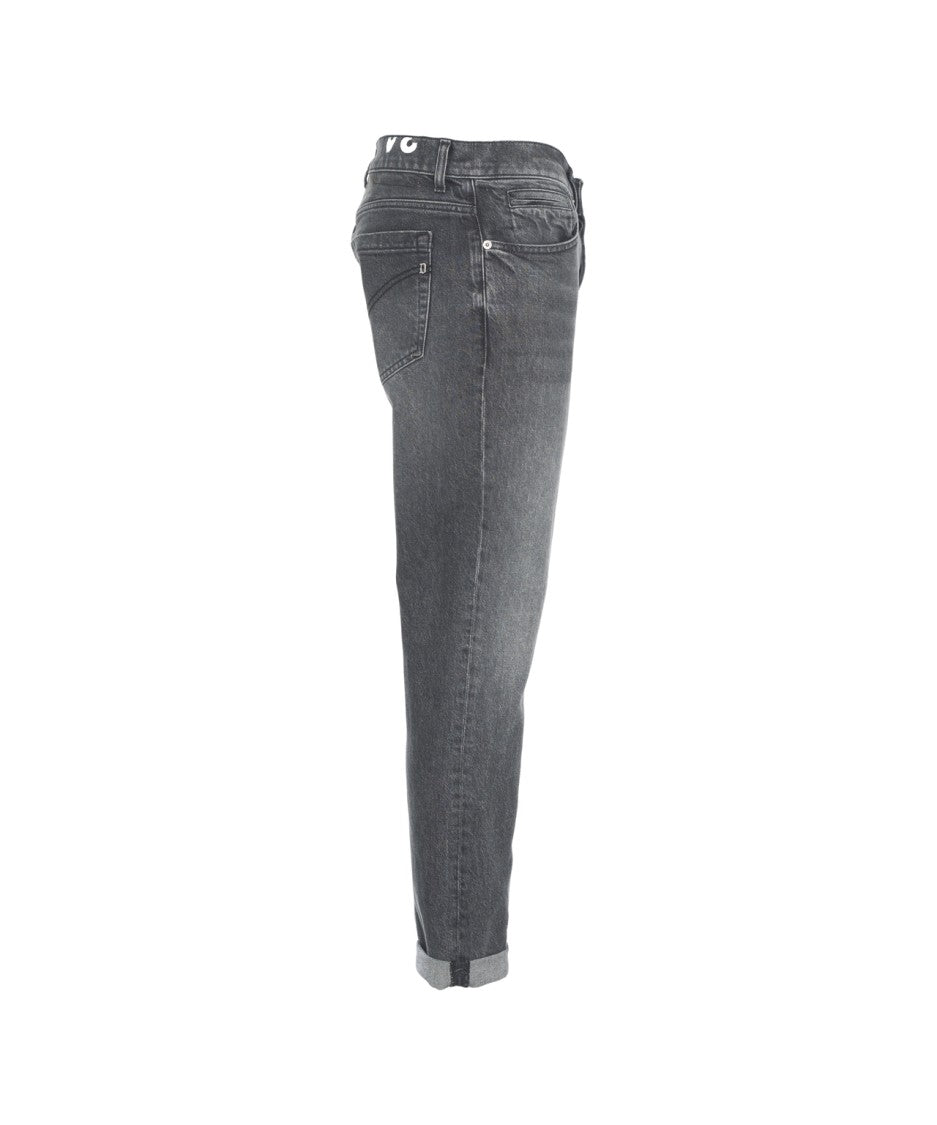Dondup Slim Fit Jeans With Tapered Leg And Rolled Cuffs