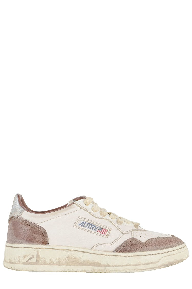 Autry Vintage Leather Autry Sneakers With Silver Heel Accent