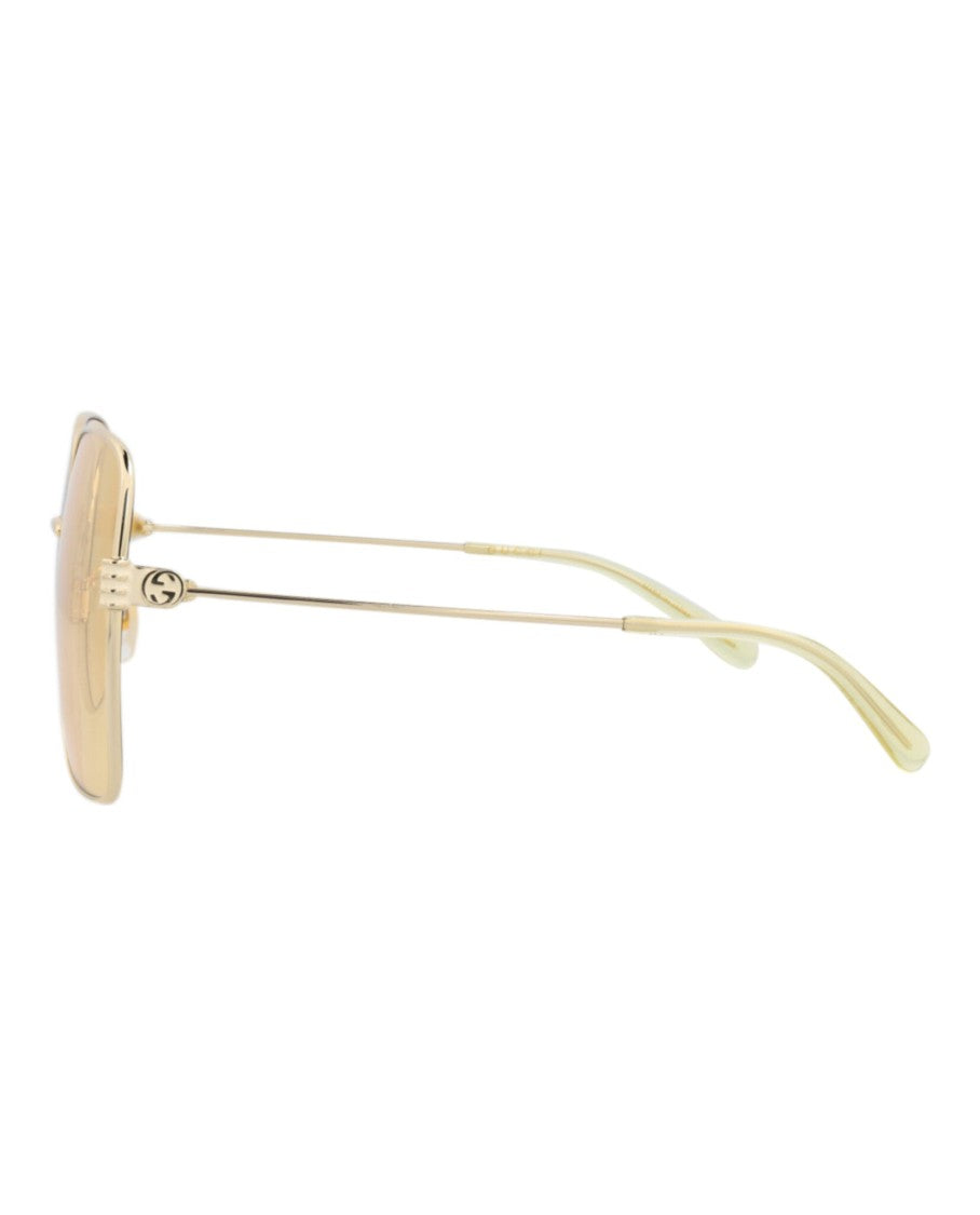 Gucci Square-Frame Metal Sunglasses