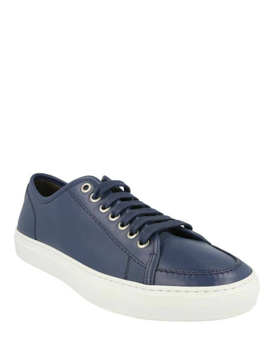 Brioni Leather Low-Top Tennis Sneakers With Silver-Tone Hardware