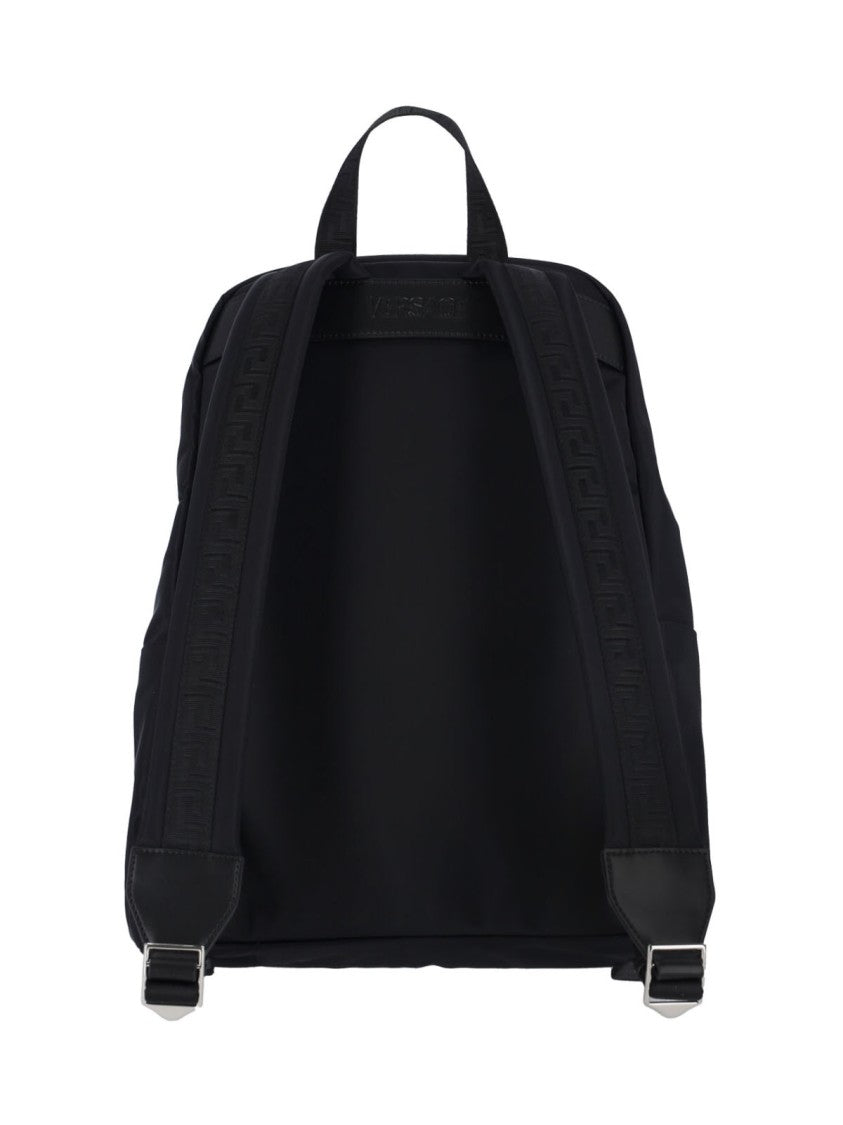 Versace "Medusa" Backpack, In Black Nylon, Handle