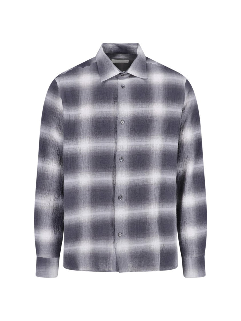 Berner Kuhl Grey Plaid Classic Collar Cotton Shirt