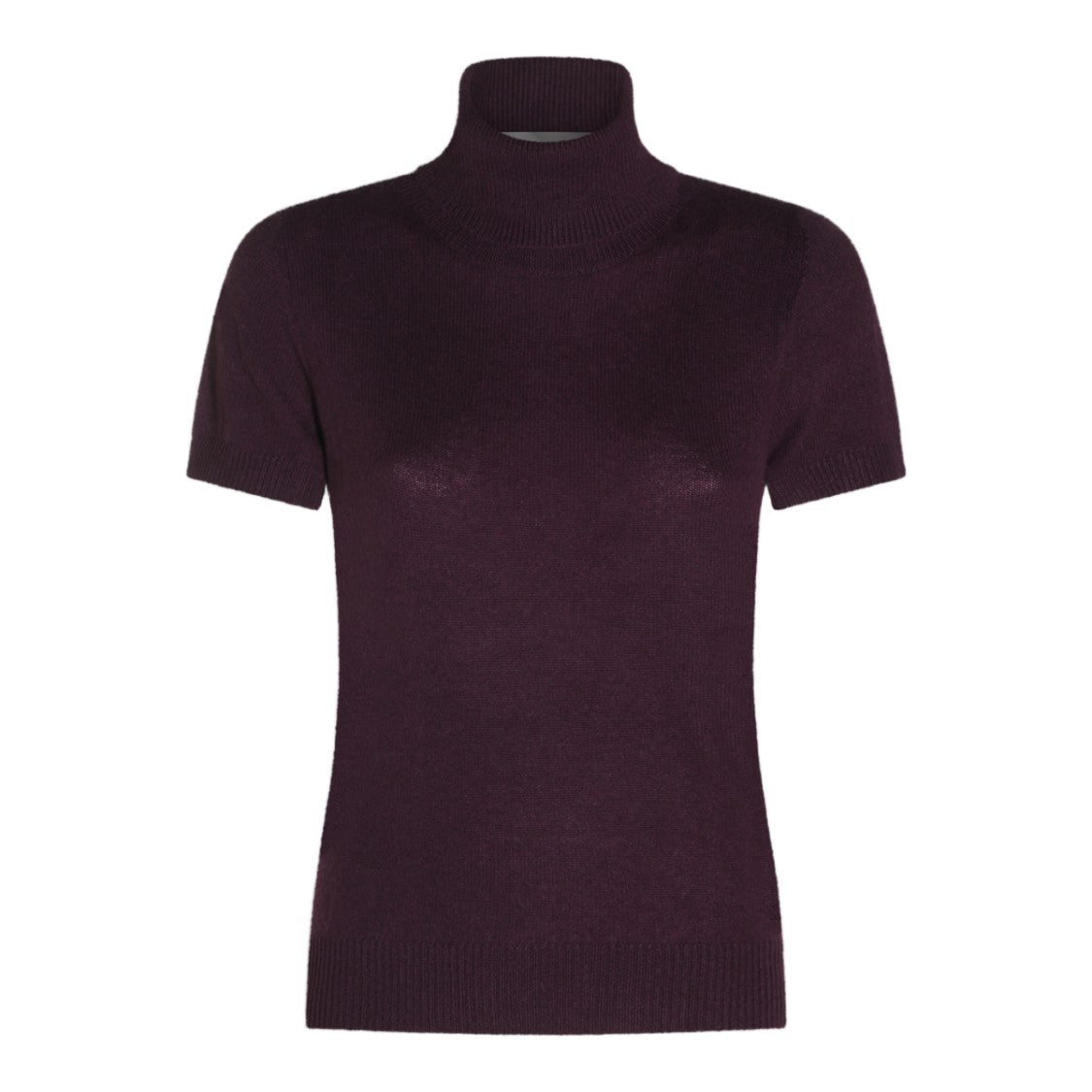 Allude Short-Sleeve Ribbed Turtleneck Sweater