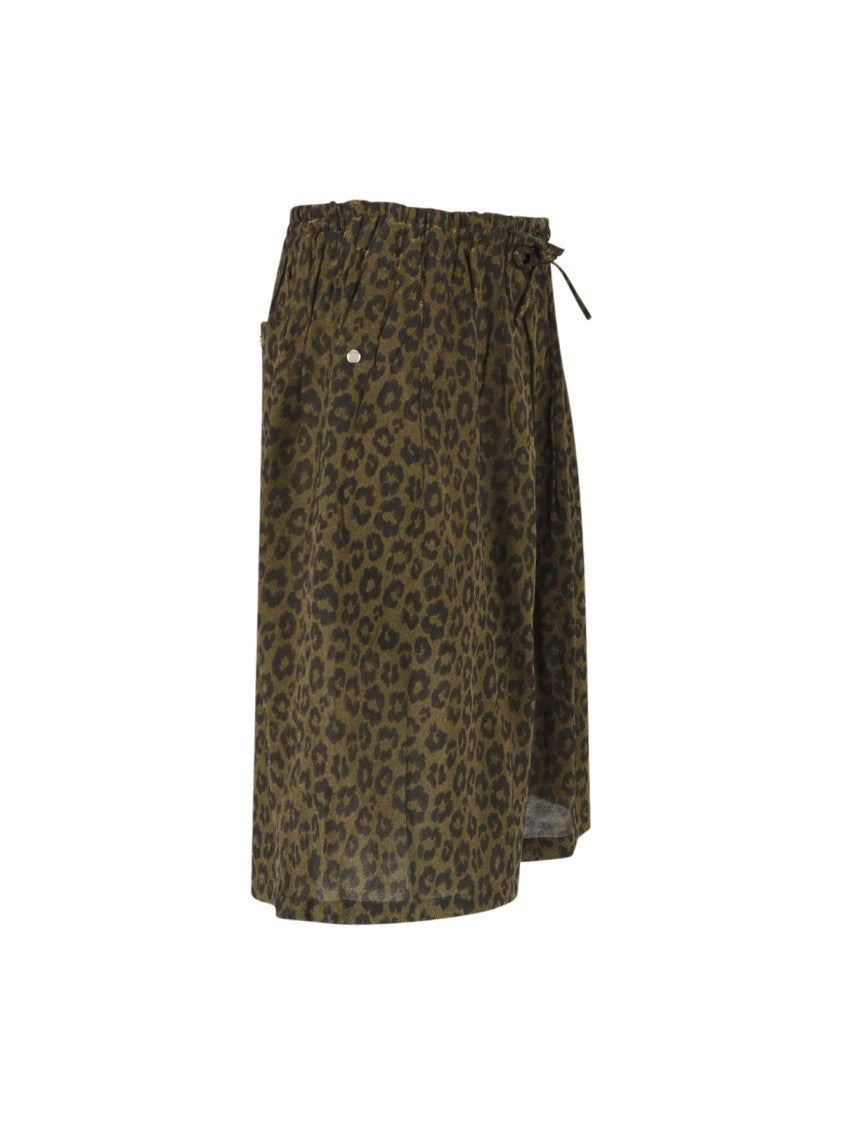 Needles Brown Animal Print Drawstring Cotton Shorts