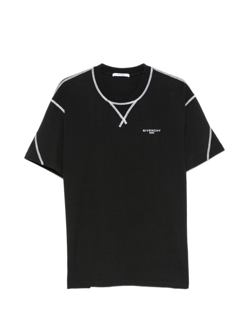 Givenchy Black Contrast Stitching Short-Sleeve T-Shirt