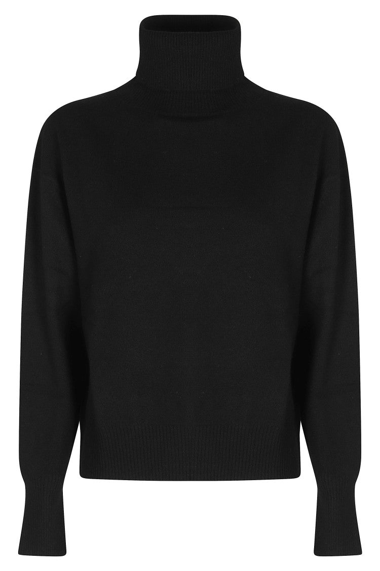 Semi Couture Refined Black Dalia Sweater With High Neckline And Side Slits