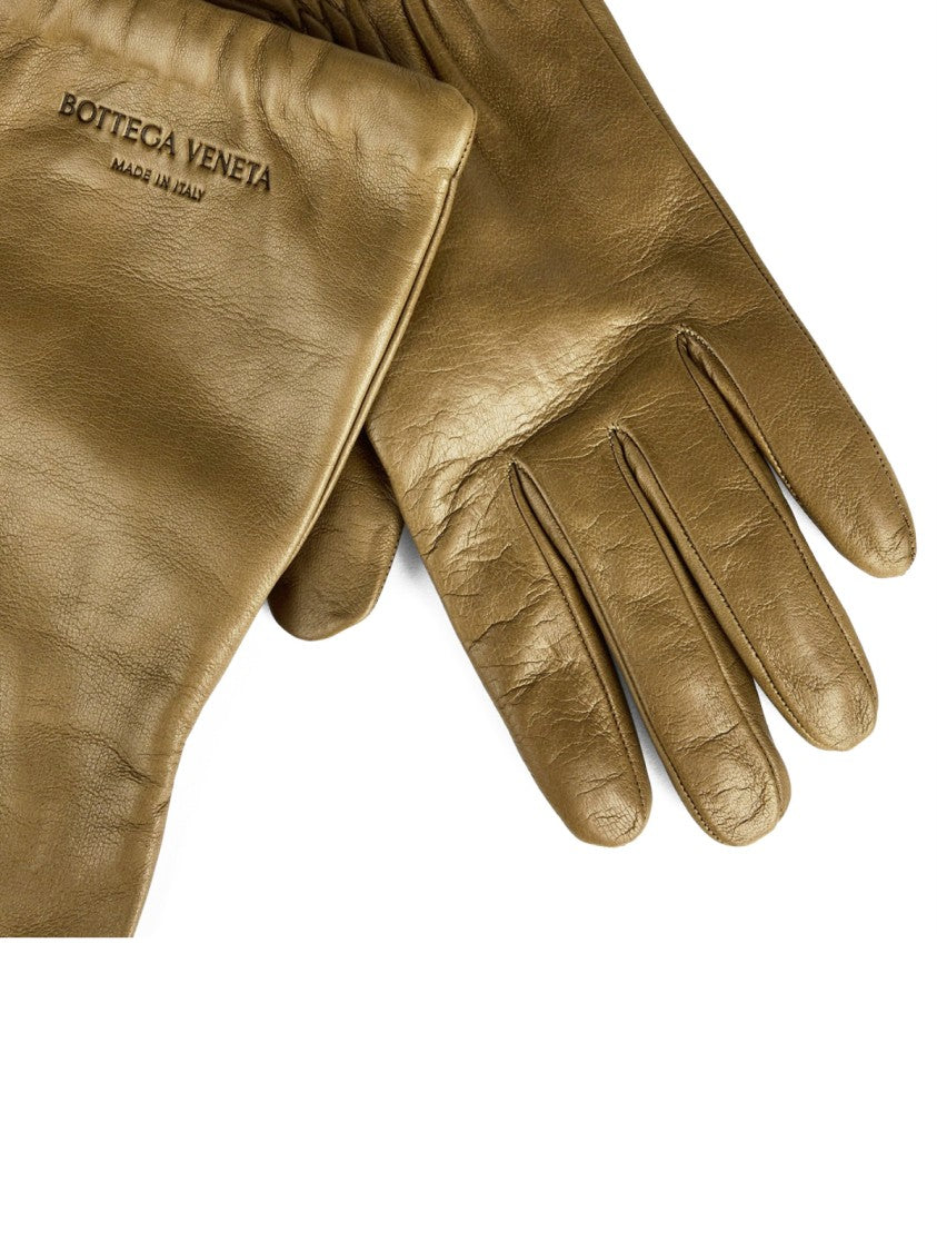 Bottega Veneta Embossed Logo Leather Gloves
