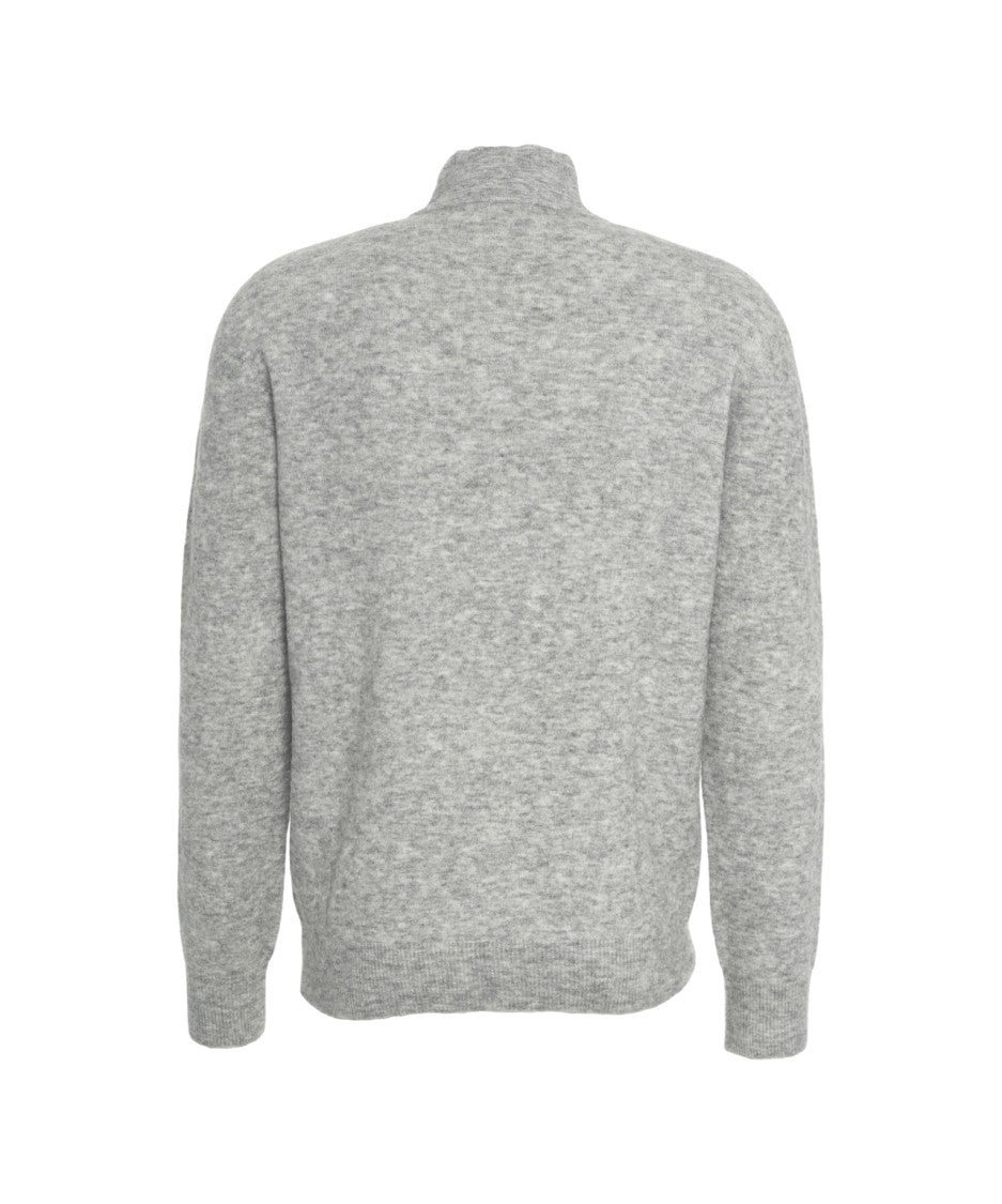 Roberto Collina Heathered High-Neck Pullover With Ribbed Trims