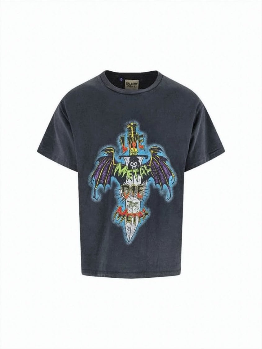 Gallery Dept. Cropped Short-Sleeved T-Shirt With Graphic Dagger Design