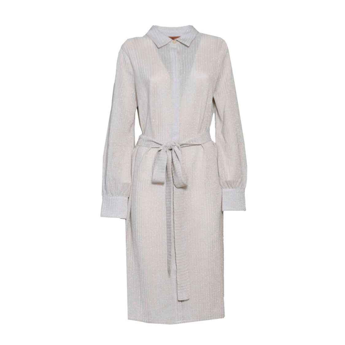 Missoni Beige Lamé Thread Cotton Midi Shirt Dress