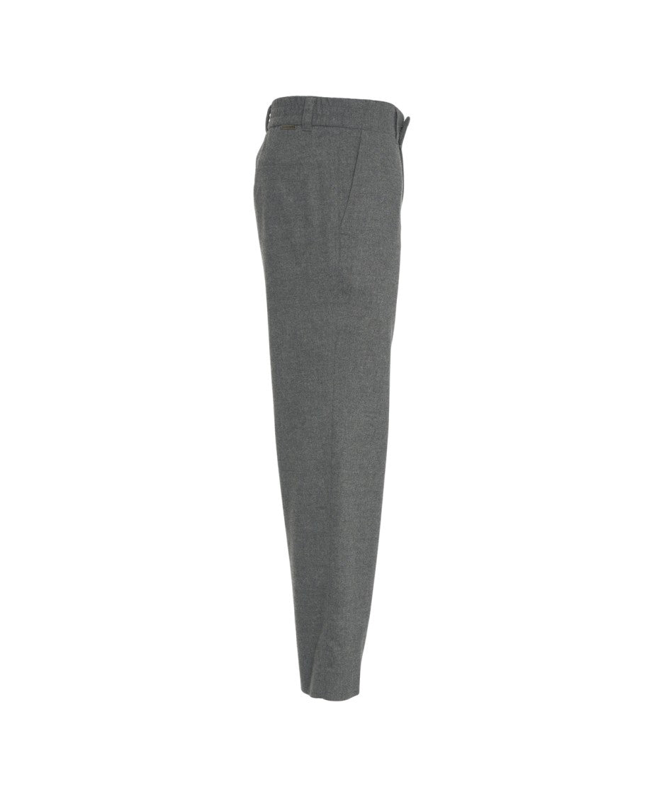 Paolo Pecora Straight Leg Medium Grey Chino Trousers With Tailored Fit