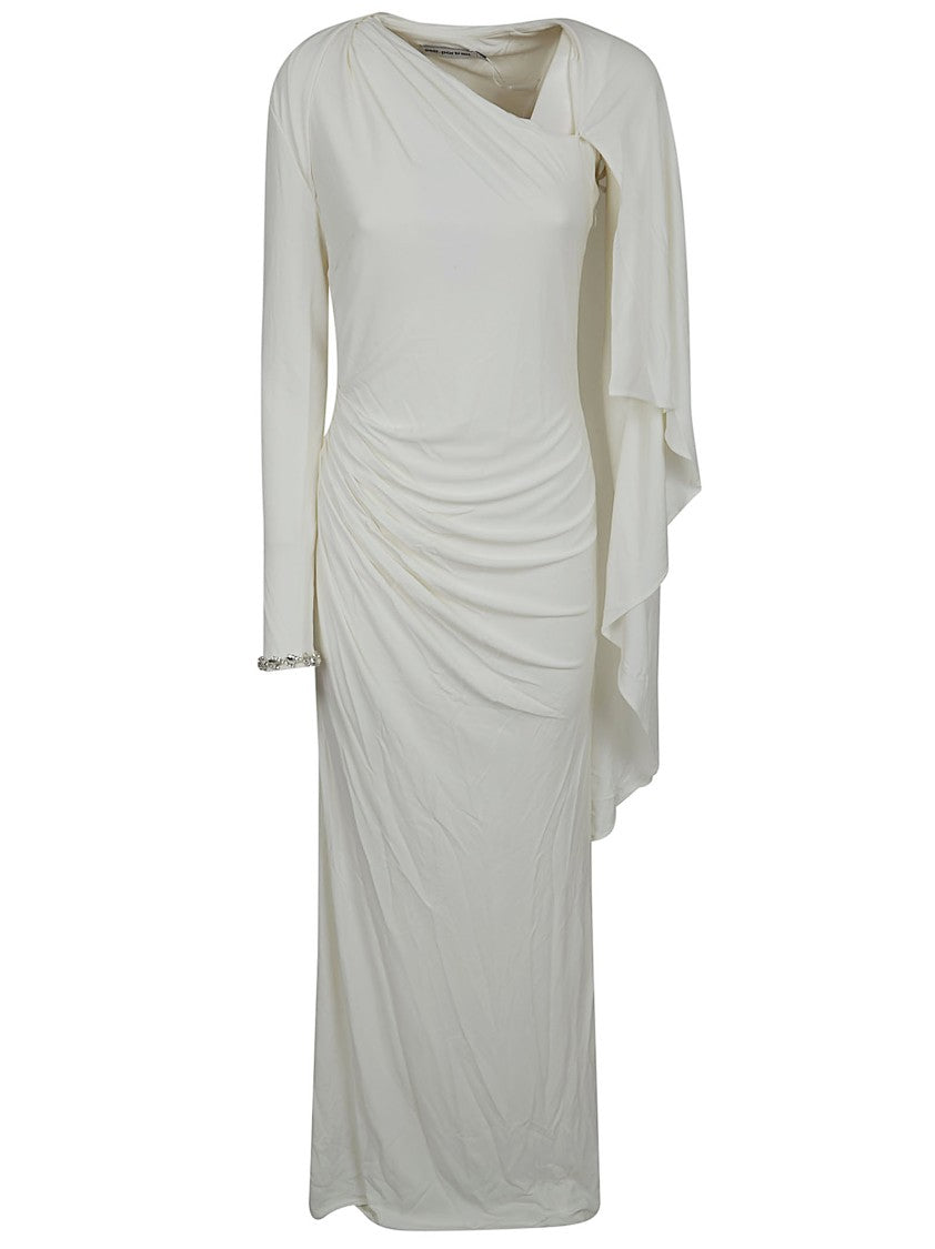 Self-Portrait Fitted Maxi Dress With Asymmetrical Neckline
