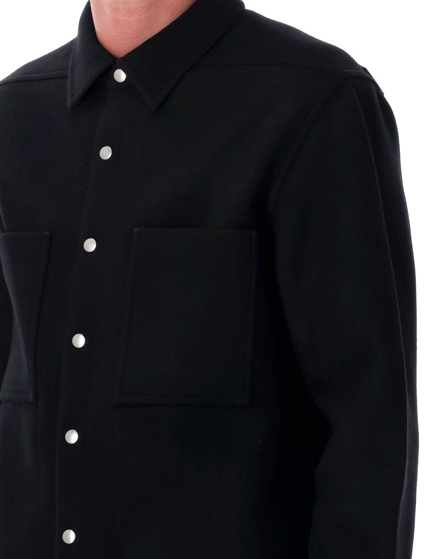 Rick Owens Melton Outer Shirt With Classic Collar
