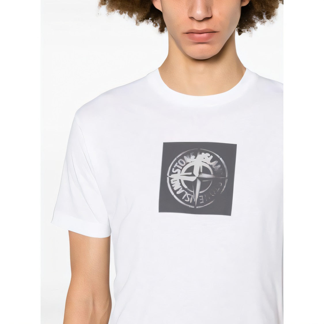 Stone Island White Graphic Print Short-Sleeved T-Shirt