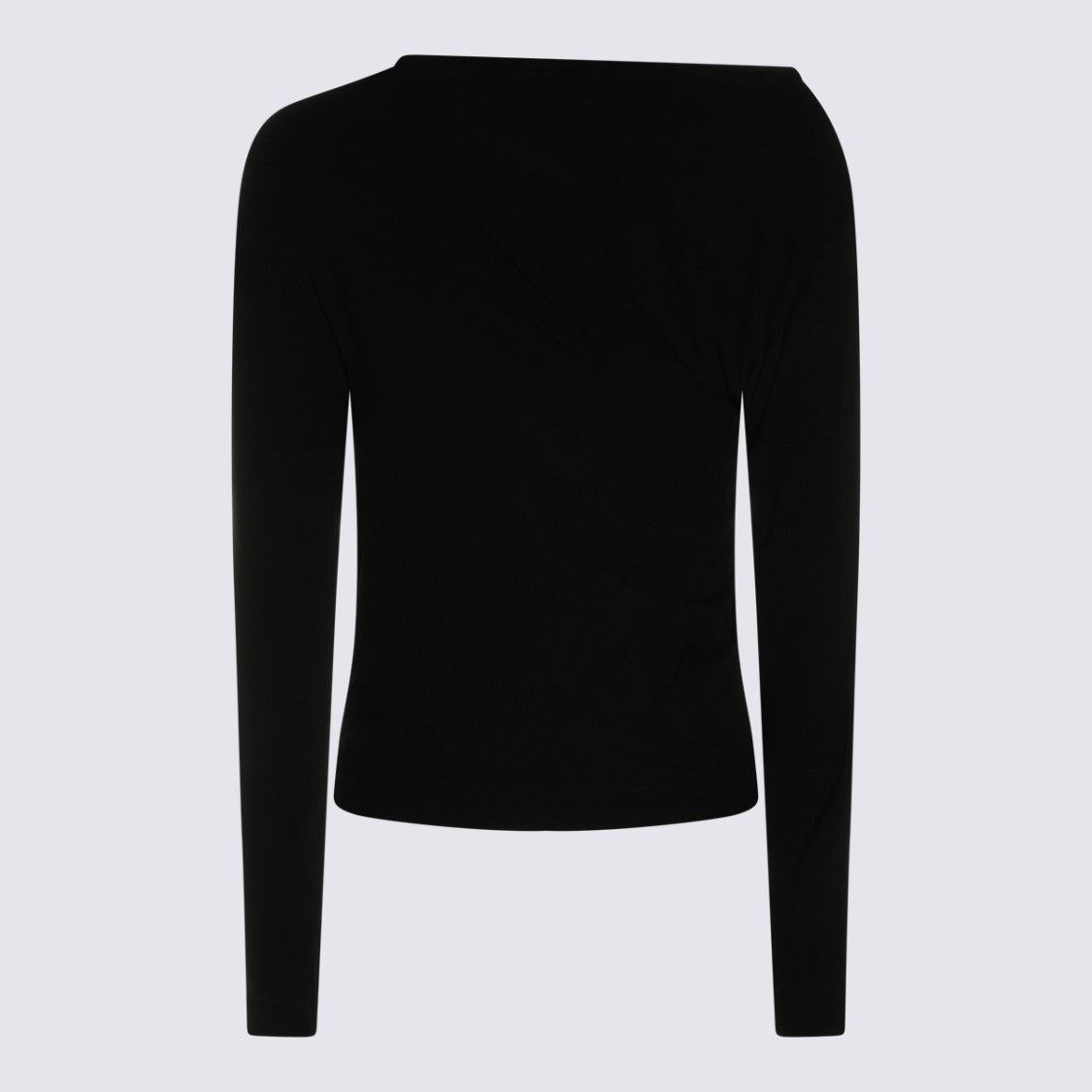 Vivienne Westwood Long-Sleeved Black Top With Subtle Boat Neckline And Embroidered Emblem