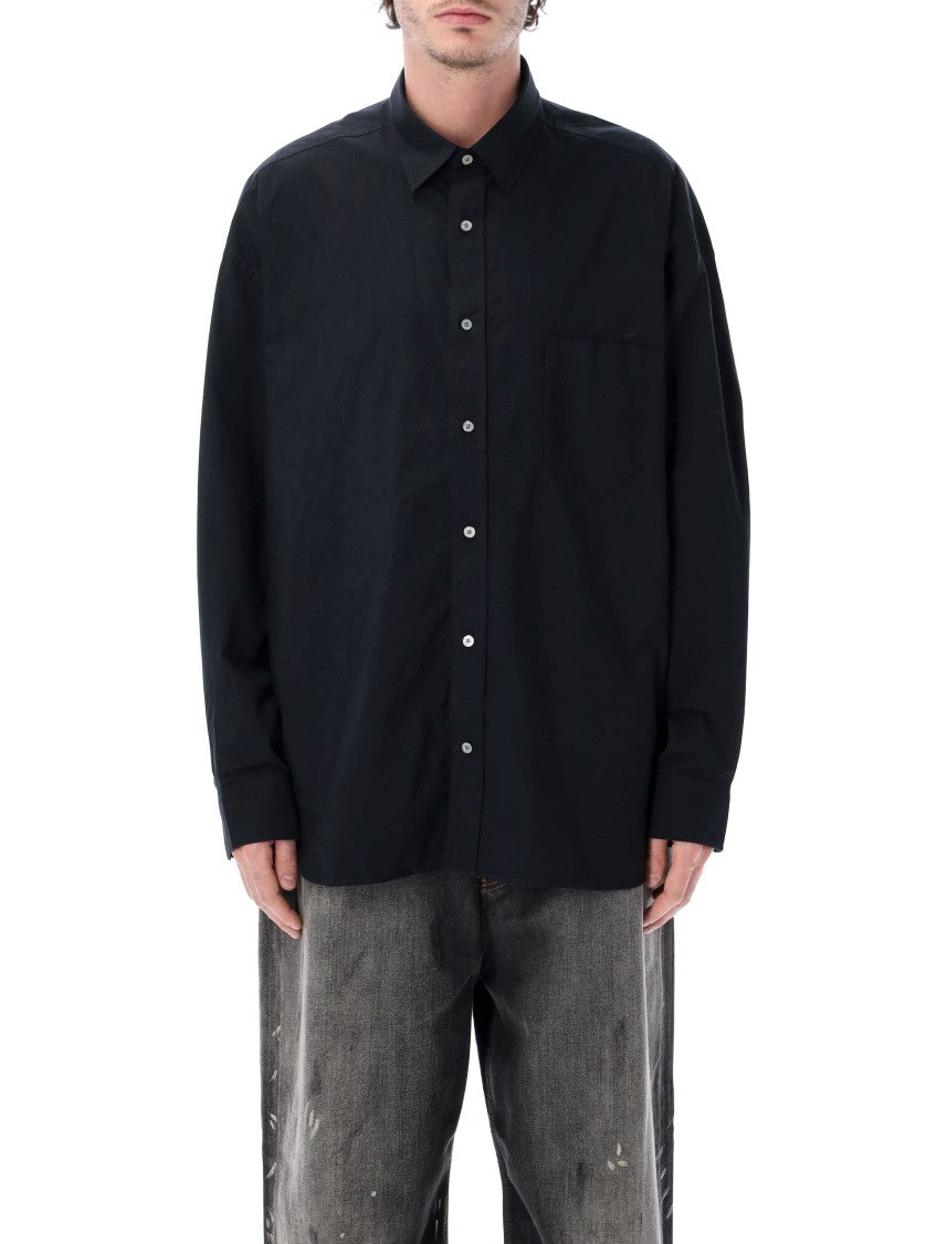 Acne Studios Relaxed Fit Button-Up Shirt With Jacquard Logo Stripes