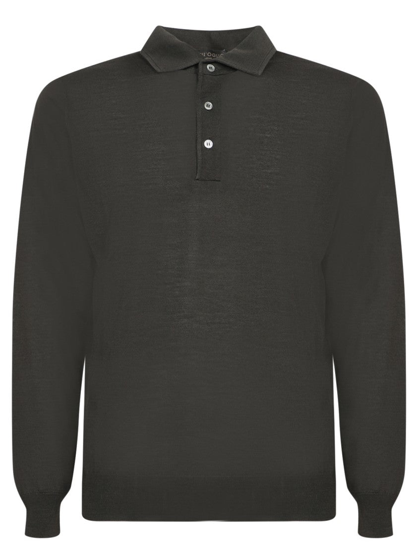 Dell'oglio Long-Sleeve Polo T-Shirt With Classic Collar