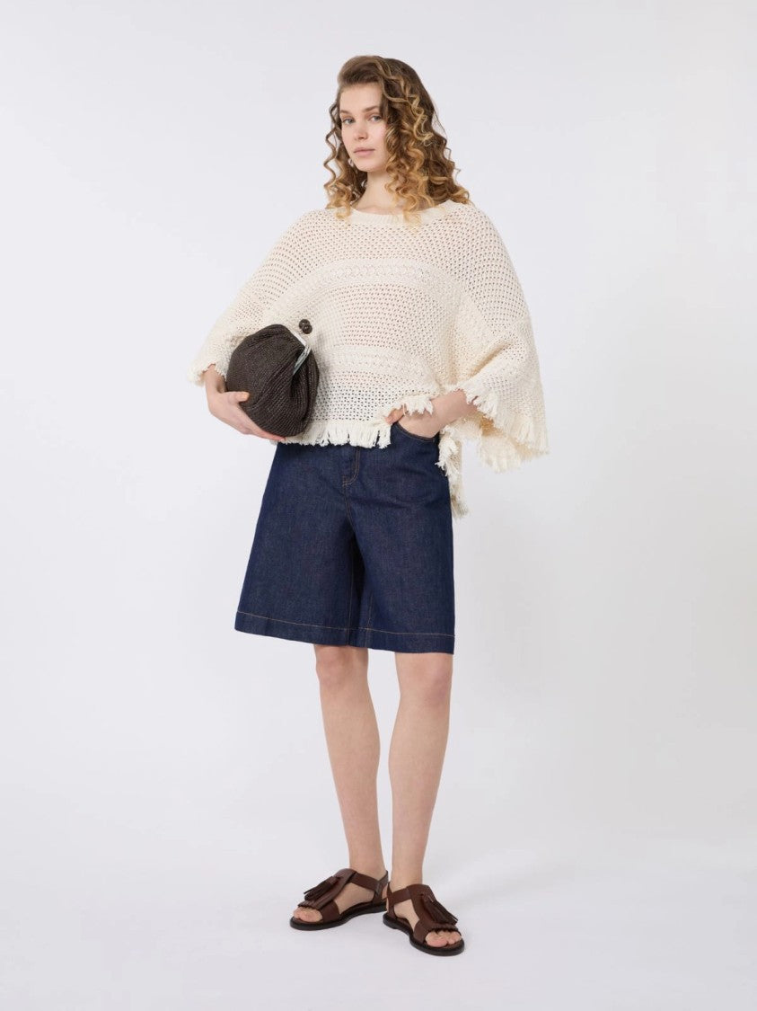 Max Mara Textured Open-Knit Sweater With Fringe Detail