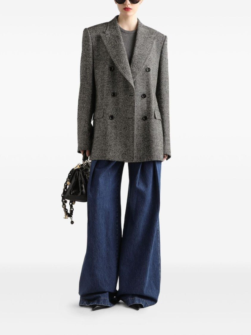Dolce & Gabbana Wide-Leg Blue Cotton Denim Jeans