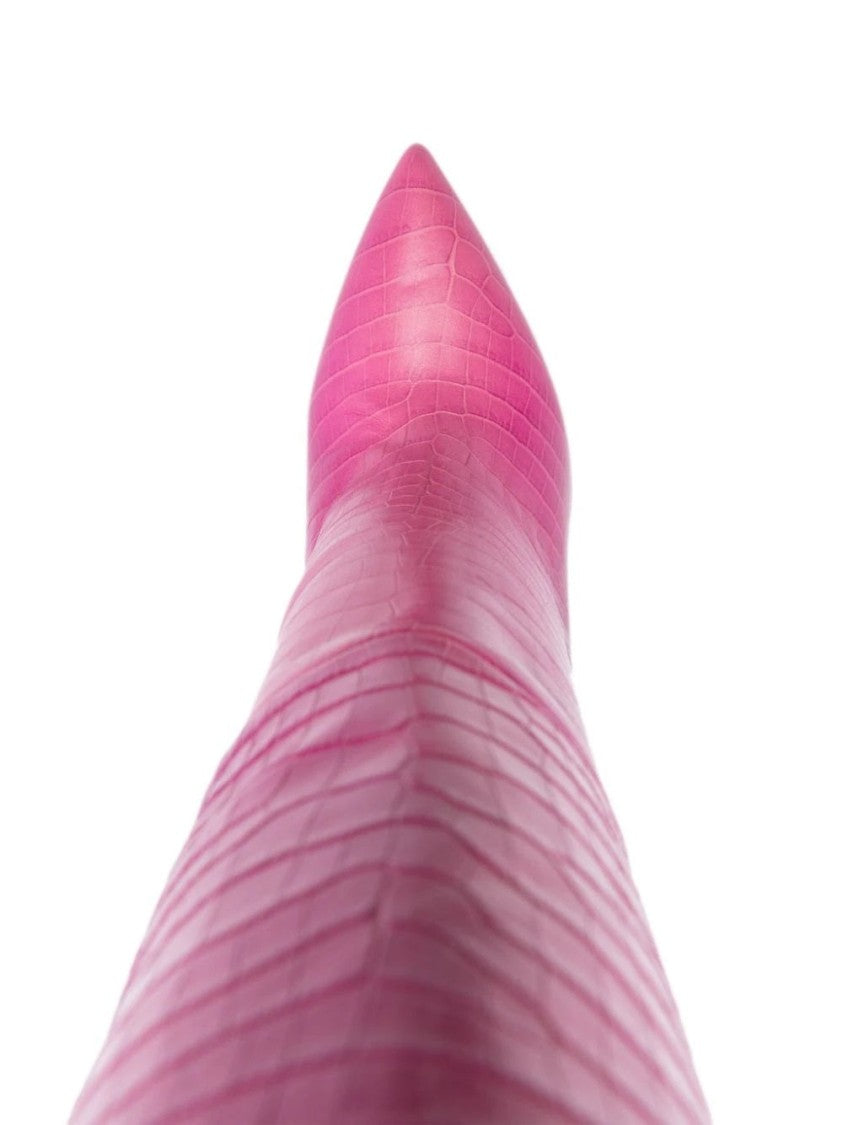 Paris Texas Pointed-Toe Stiletto Boots With Crocodile Texture