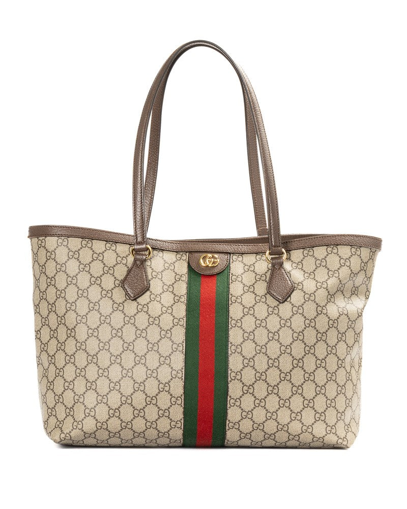 Gucci Ophidia Medium Gg Supreme Canvas Tote Bag - Brown