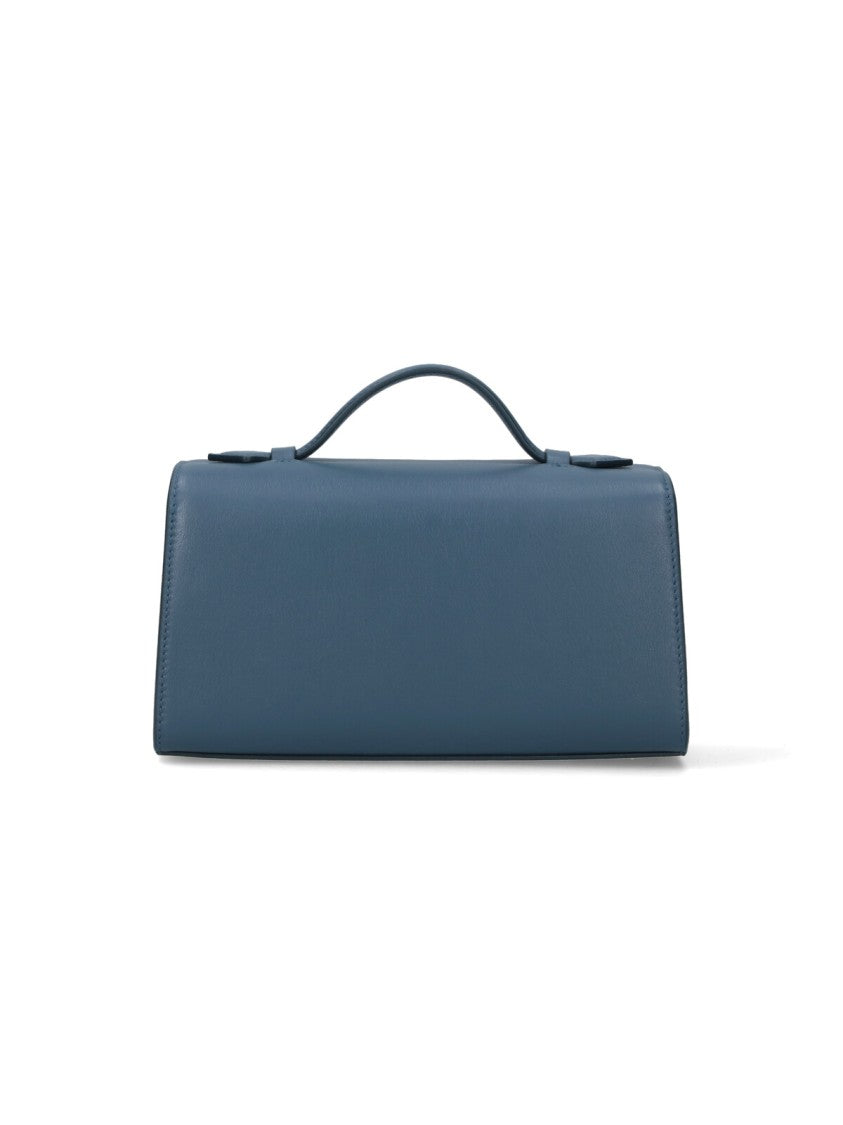Savette Rectangular Handbag With Smooth Finish In Muted Blue
