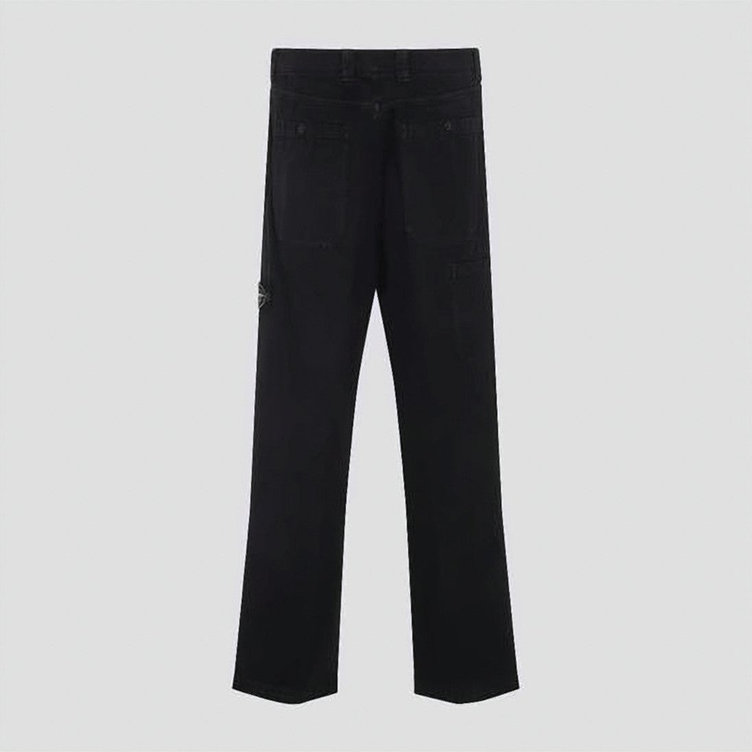 Stone Island Minimalist Black Straight-Leg Pants With Iconic Logo Patch