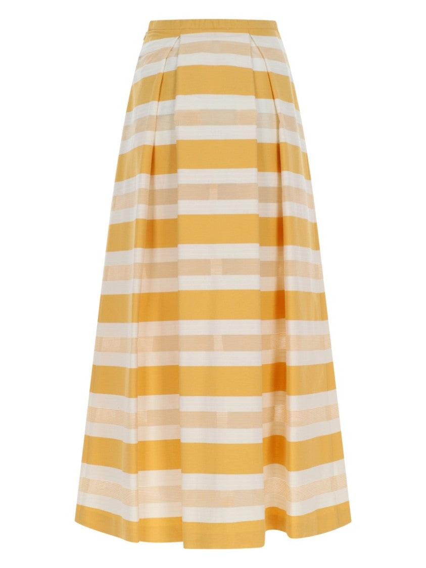 Herno Mustard Beige Pleated Maxi Skirt