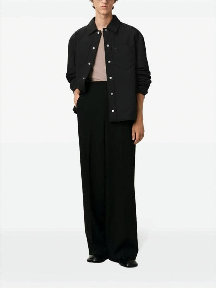 Ami Boxy Black Jacket With Classic Collar