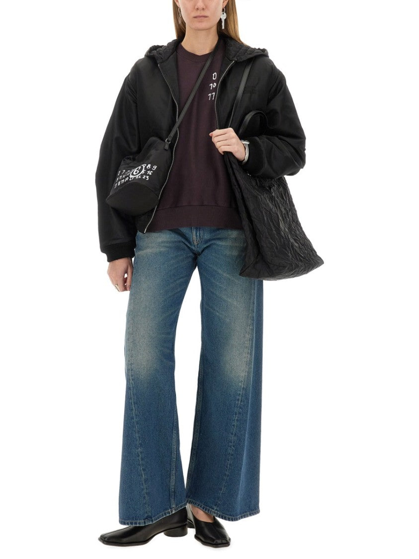 Mm6 By Maison Margiela Cropped Hooded Jacket With Ribbed Cuffs