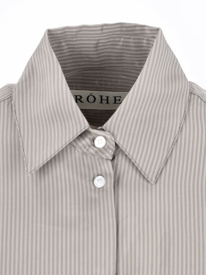 Róhe Striped Shirt In Grey Fabric, Classic Collar