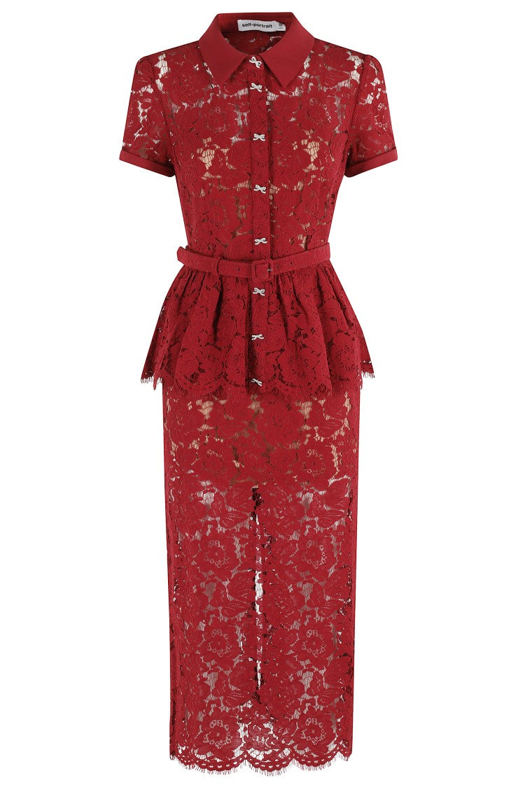 Self-Portrait Lace Peplum Midi Dress